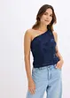 Top monospalla ricamato, bonprix