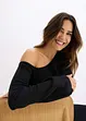 Abito in maglia con fiori applicati, bonprix