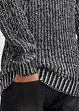 Maglione in filato grosso con cappuccio e dettagli stile biker, bonprix