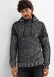 Maglione in filato grosso con cappuccio e dettagli stile biker, bonprix