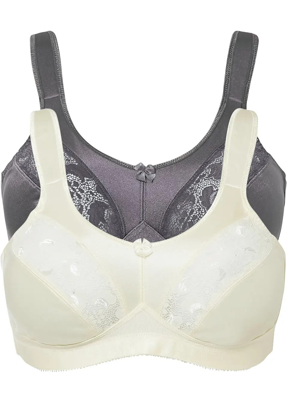 Reggiseno semplice senza ferretto con pizzo raffinato Crema antracite Coppa C