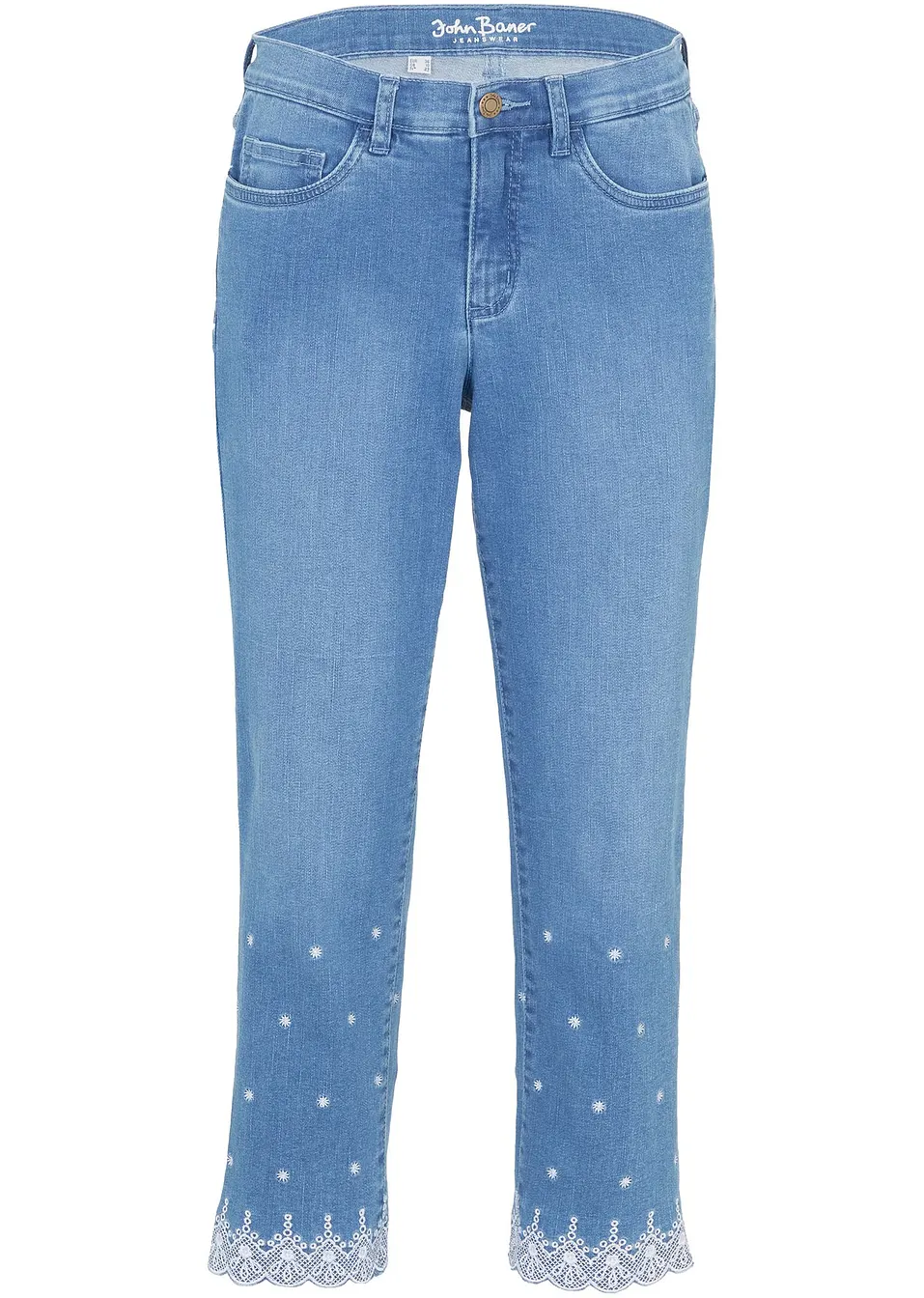Jeans cropped elasticizzati, straight azzurro denim used, Regular
