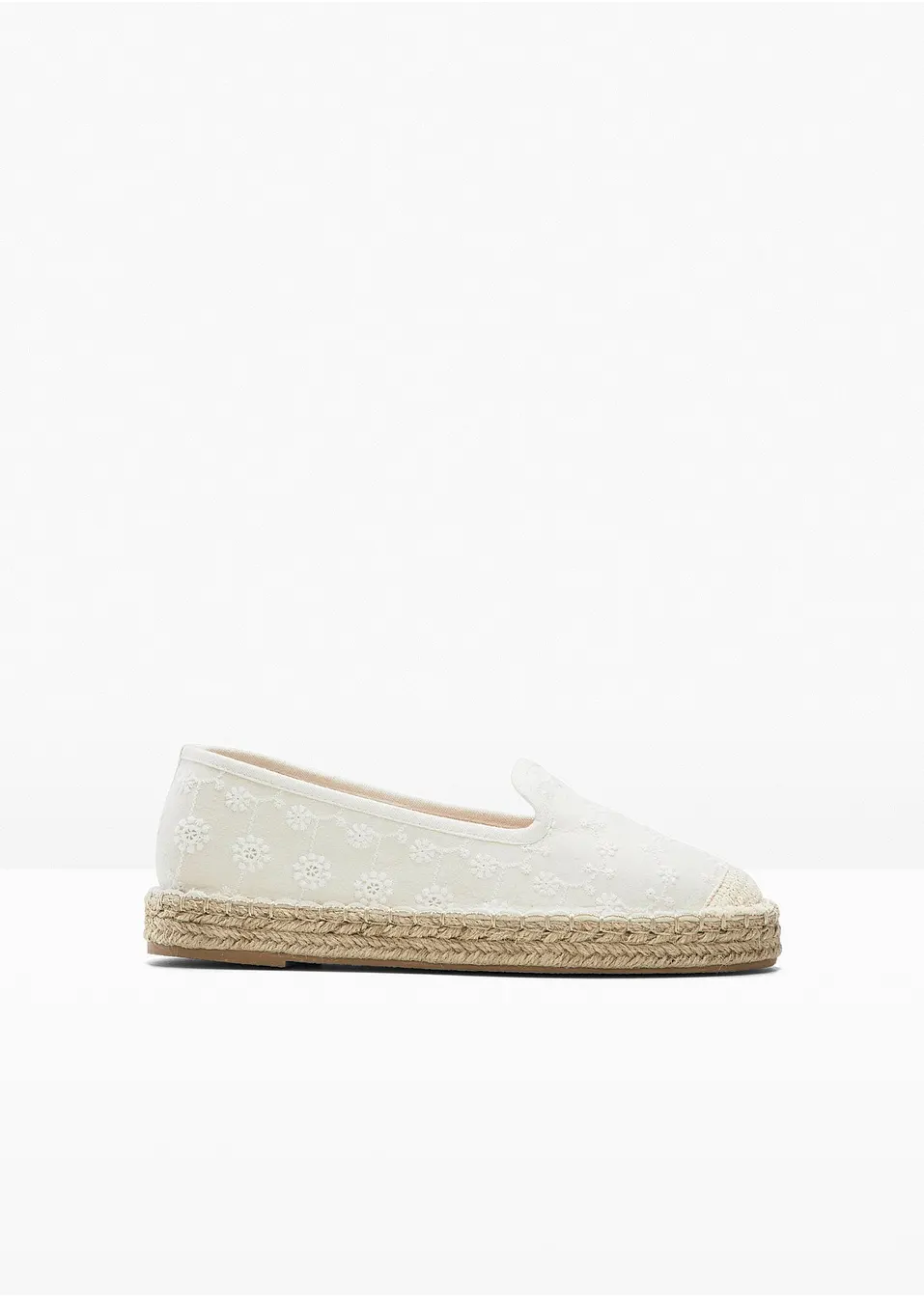 Espadrillas in tessuto nude con zeppa in iuta Espadrillas in tessuto nude con zeppa in iuta