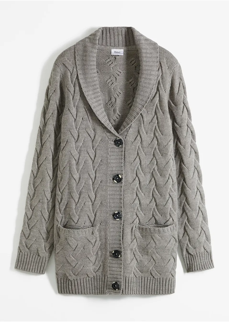 Golfino Donna Cotone,Cardigan Lavorato A Maglia Da Donna Casual Grigio Tinta Unita Con Scollo A V In Jacquard Con Bottoni Tasca A Maniche Lunghe Aperto Sul Davanti Maglioni Cardigan Autunno Sciolto