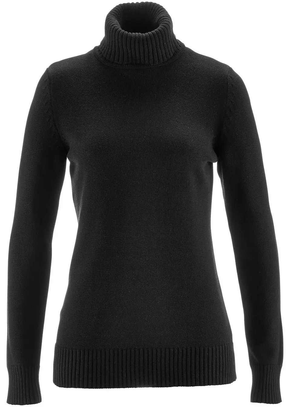 Top Donna Maniche Lunghe Collo Alto Aderente A Costine – Maglia Leggera Autunnale (Nero, Taglie S-XL)