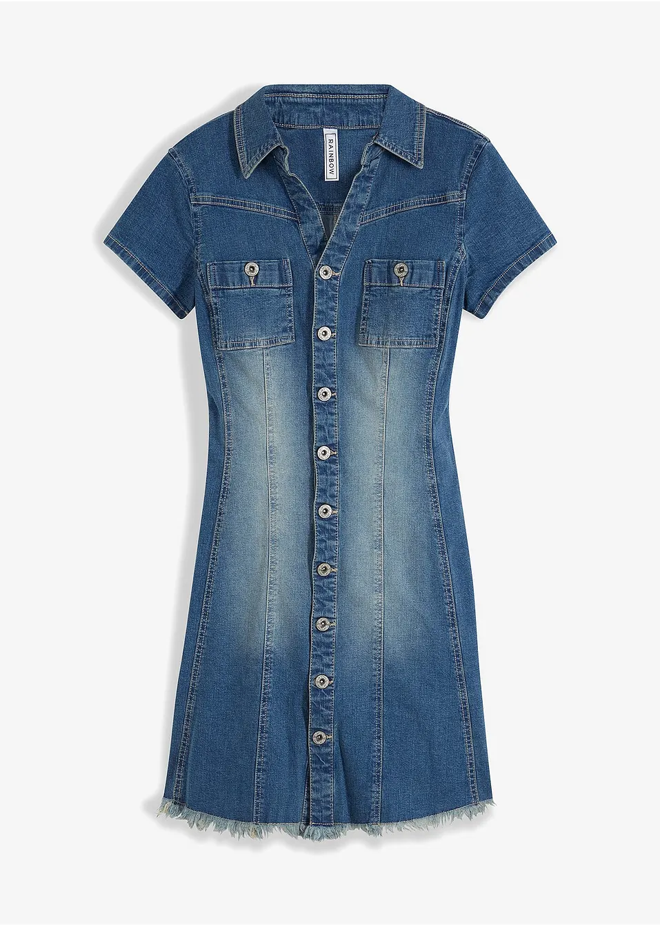 Monki - Vestito corto in denim blu con bottoni