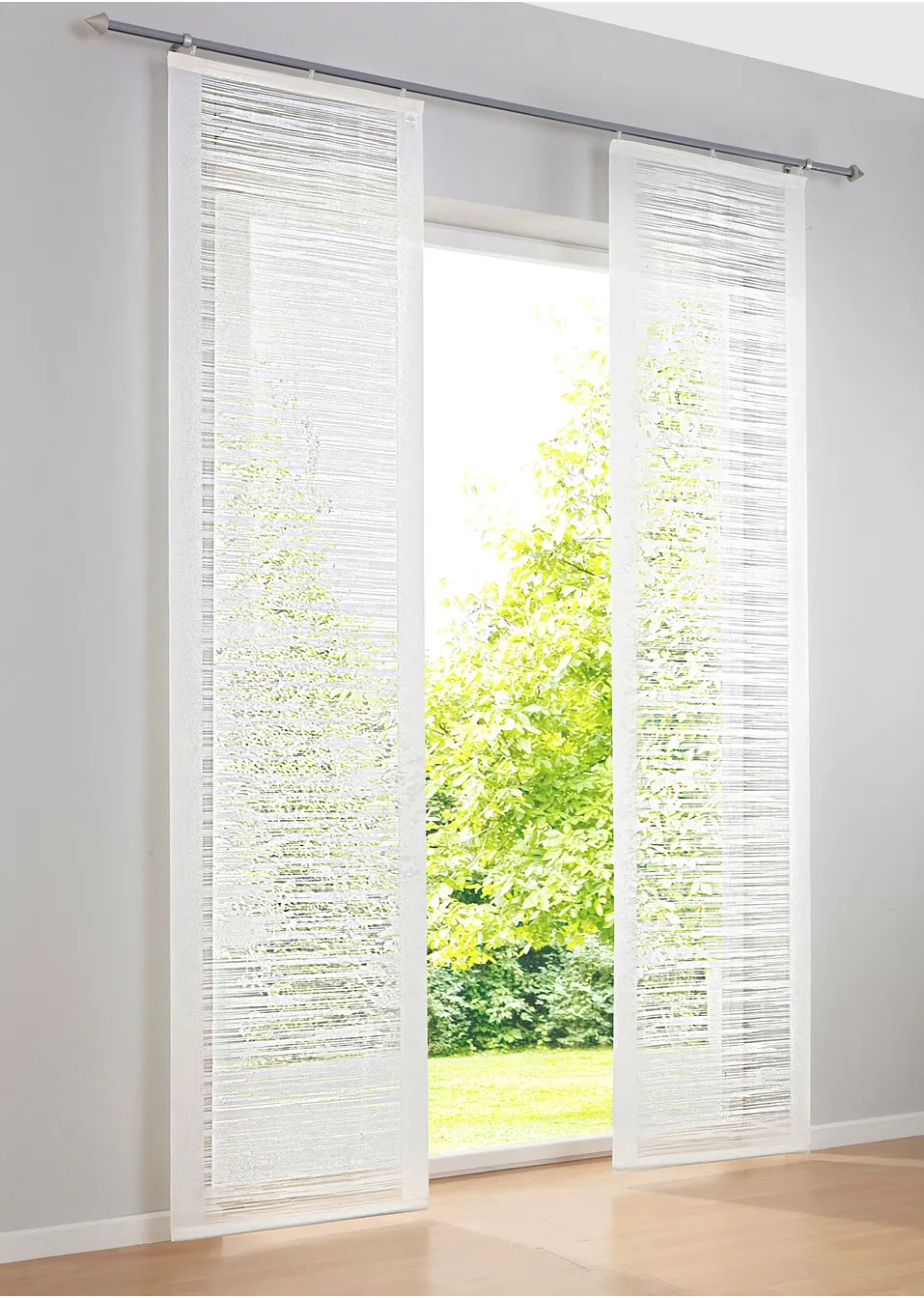 Tenda A Pannello Joyswahl Elisabeth In Voile: Trasparente Con Strisce, 45x120 Cm. Ideale Per Soggiorno E Cucina, Con Passanti