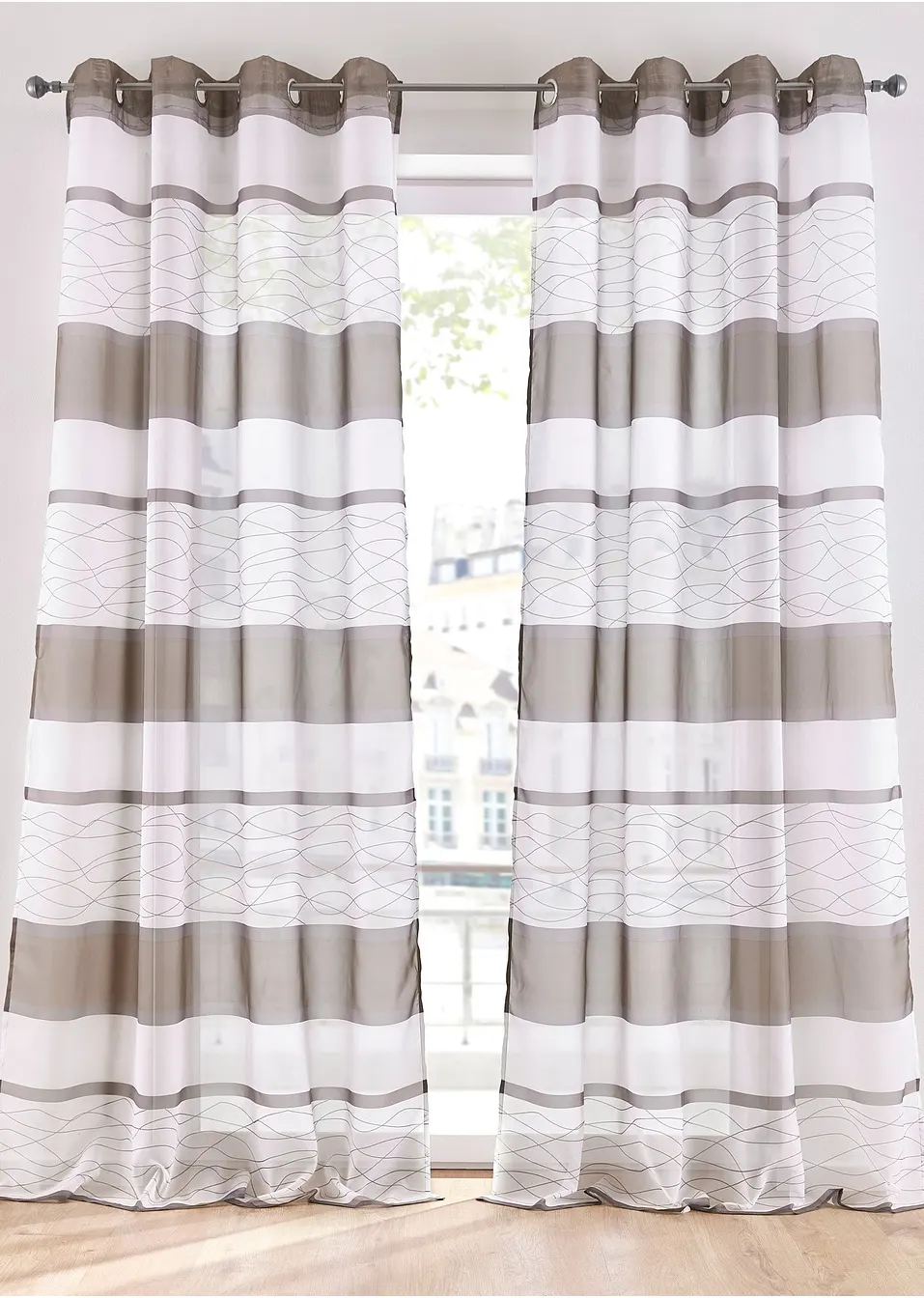 Joyswahl Tenda A Pacchetto Voile Alexandra | Trasparente Con Rami Stampati - Rosso 120x140cm