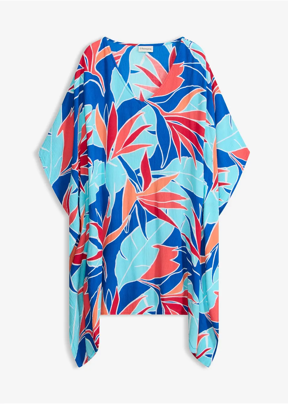 FINOCEANS Cardigan Kimono Donna Chiffon Floreale: Copricostume Leggero Con Stampa Multicolore (Blu/Rosso, Taglia S) - Estate E Spiaggia