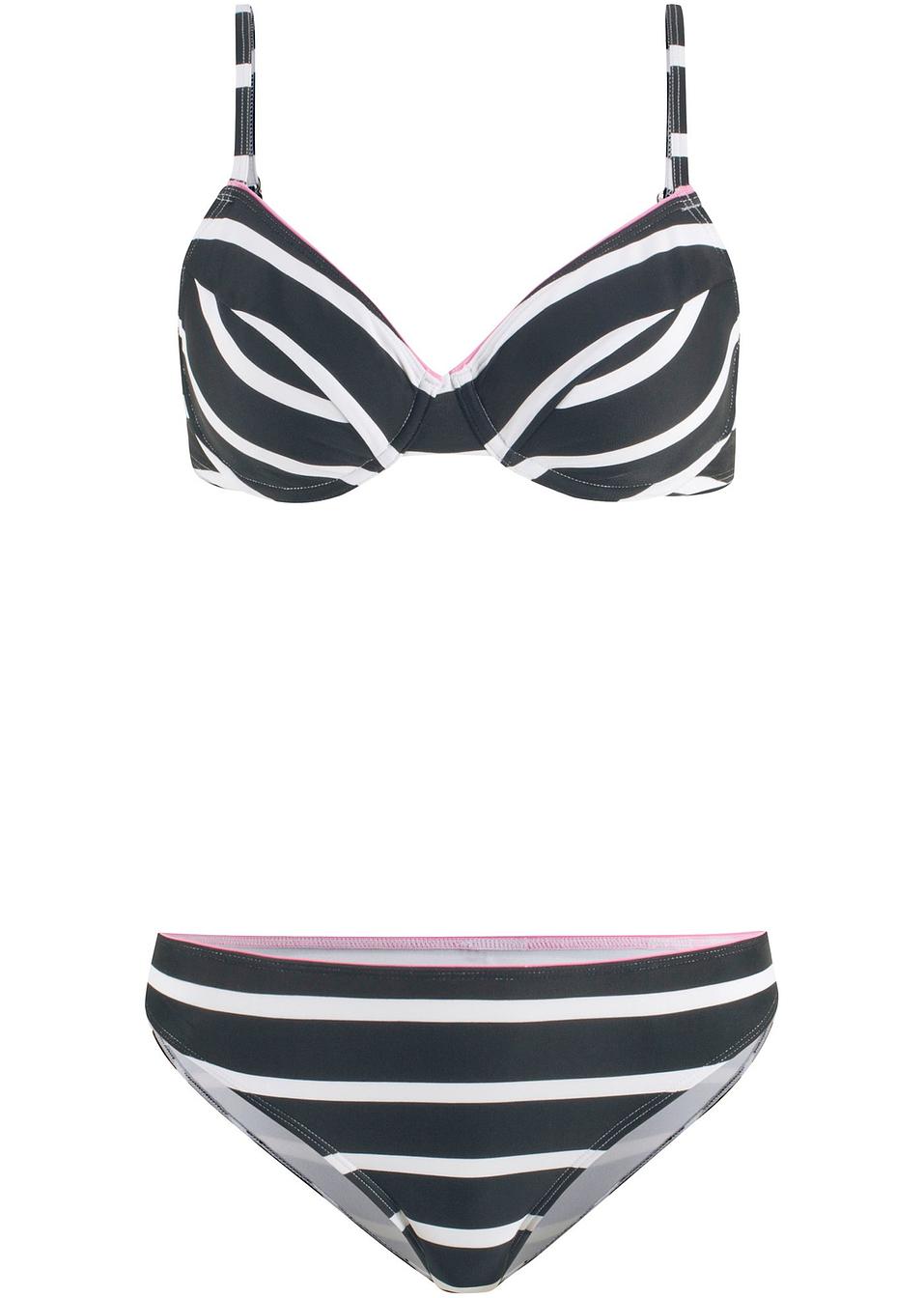 Bikini con ferretto Nero / bianco Donna bonprix.it